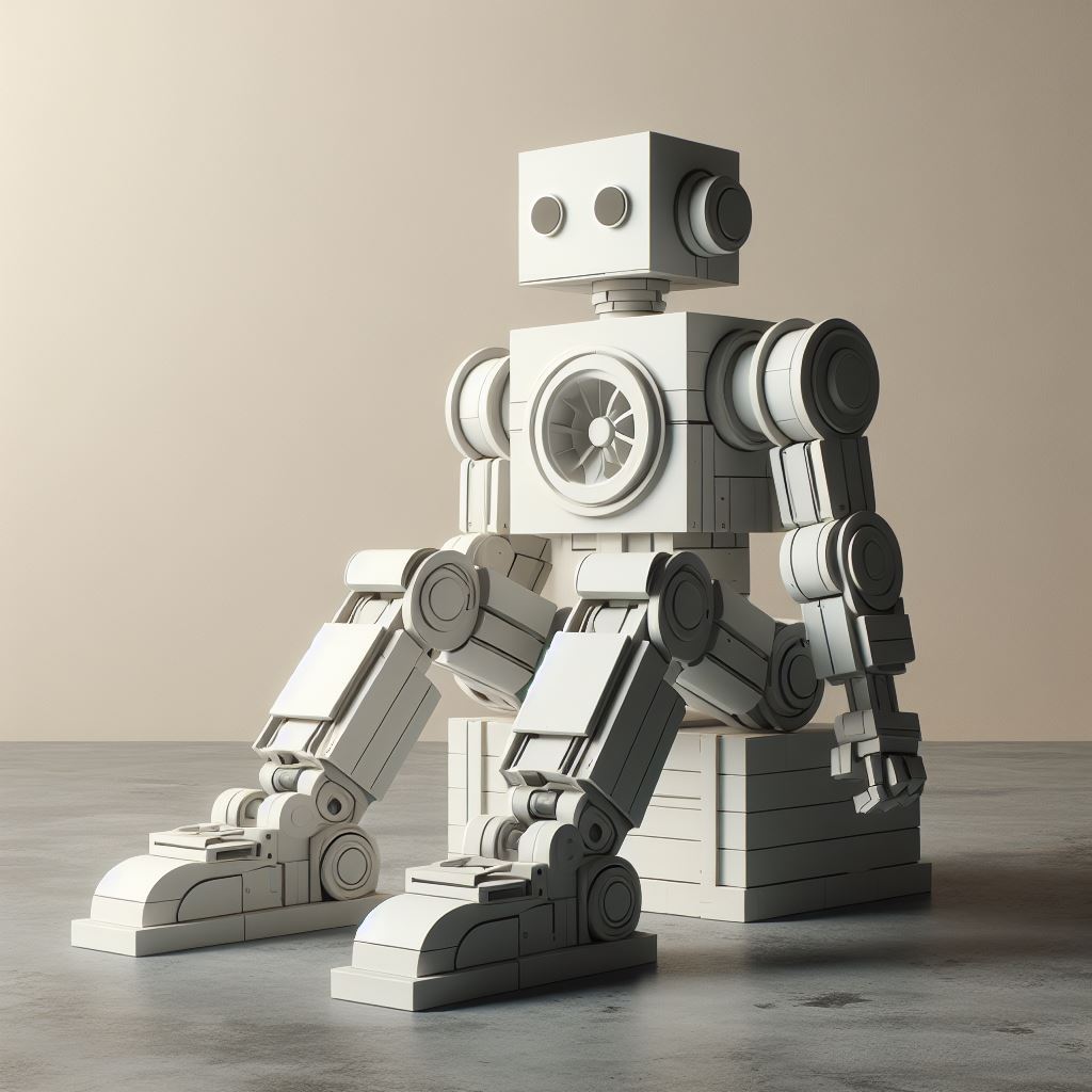 robot sitting white