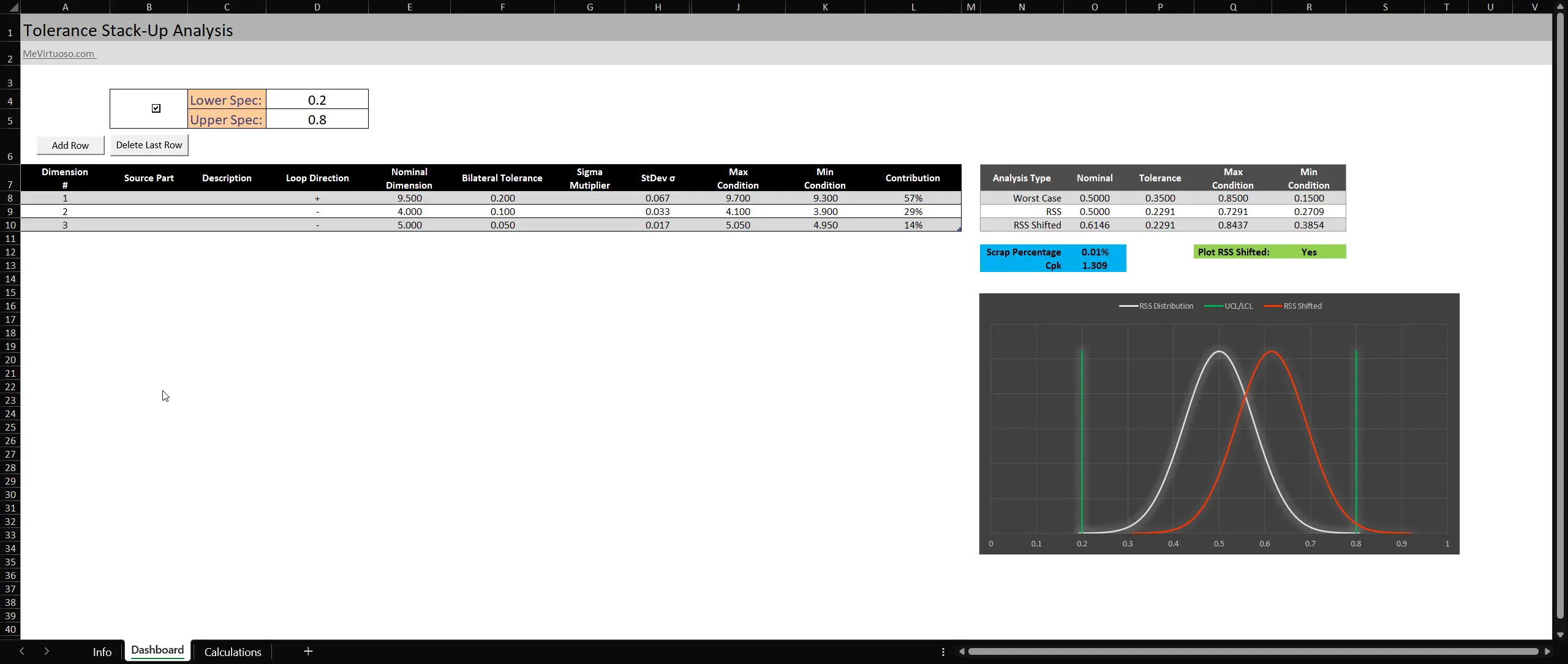 image of tolerance analysis excel calculator